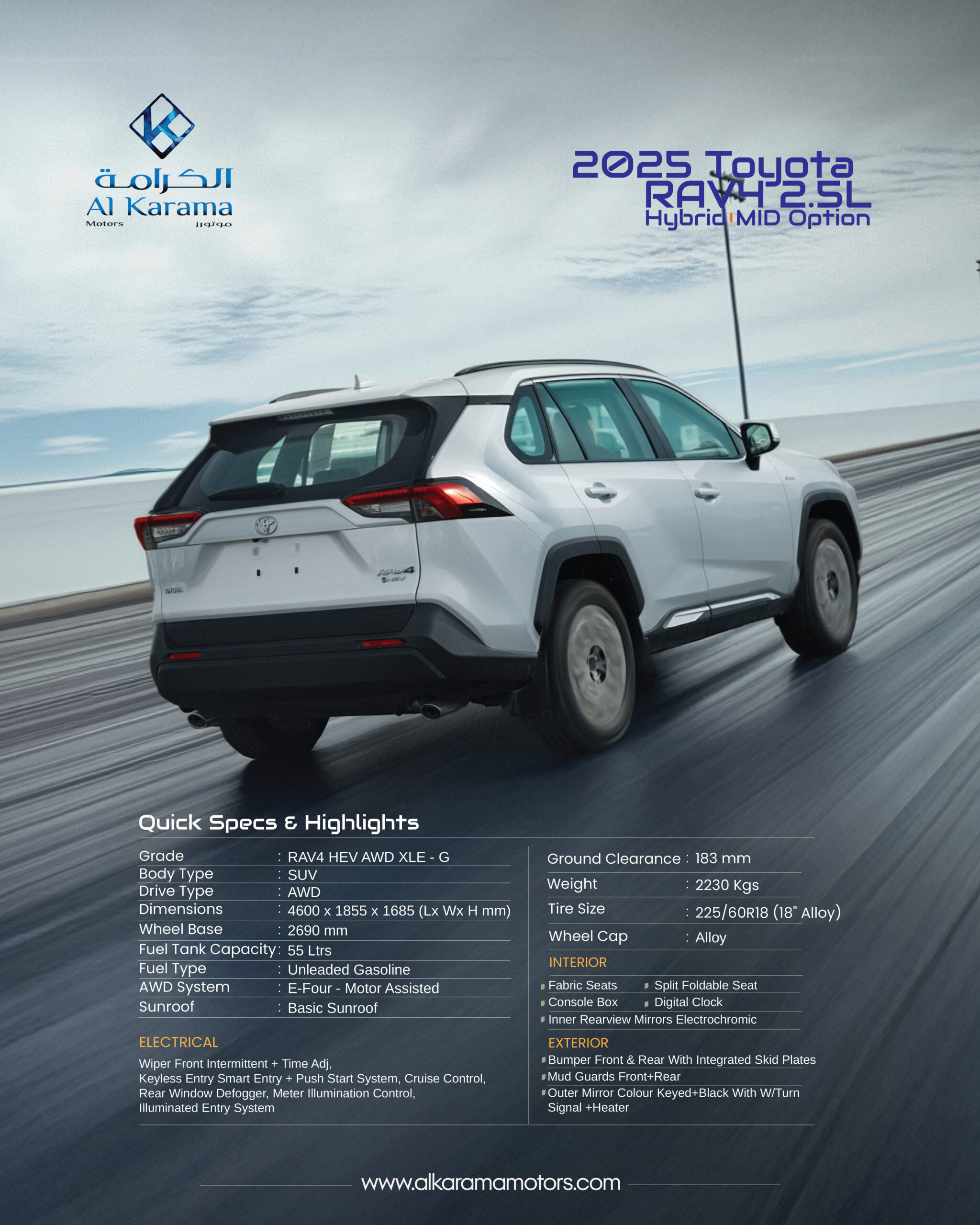 2025 Toyota RAV4 2.5L Hybrid MID Option White - 1080X1350-04-03