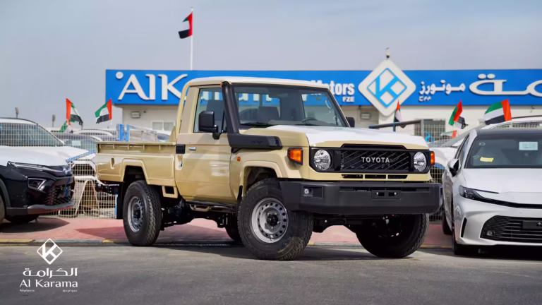 2026 Toyota Land Cruiser LC79 4.0L Single Cabin Beige Front Three Quarter View GCC Specification