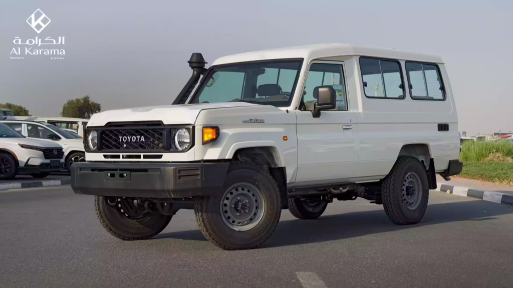 White 2026 Toyota LC78 2.8L diesel front three-quarter exterior view