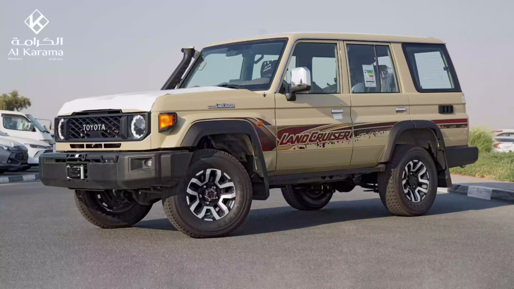 Left front three-quarter view of 2026 Toyota Land Cruiser LC76 2.8L Diesel Hardtop SUV