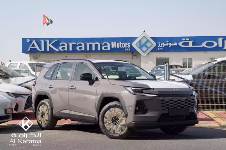 2026 Toyota RAV4 Hybrid XLE AWD front three-quarter view at Al Karama Motors Dubai