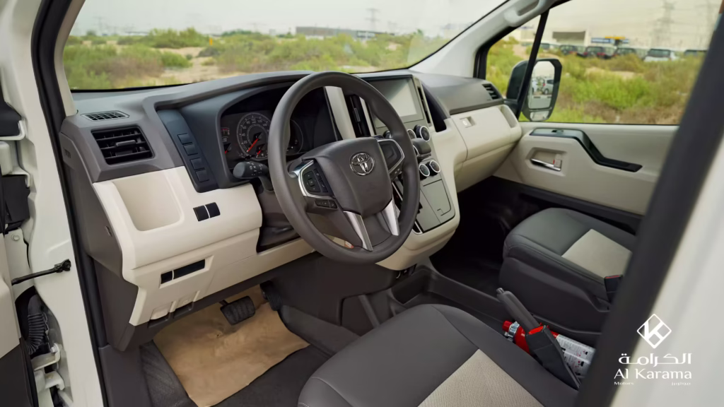 2026 Toyota Hiace GL steering wheel and driver cockpit