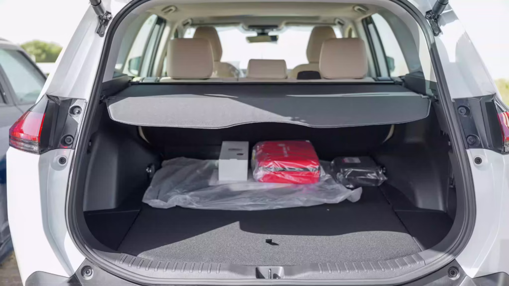 Cargo area of 2026 Toyota RAV4 XLE Hybrid White