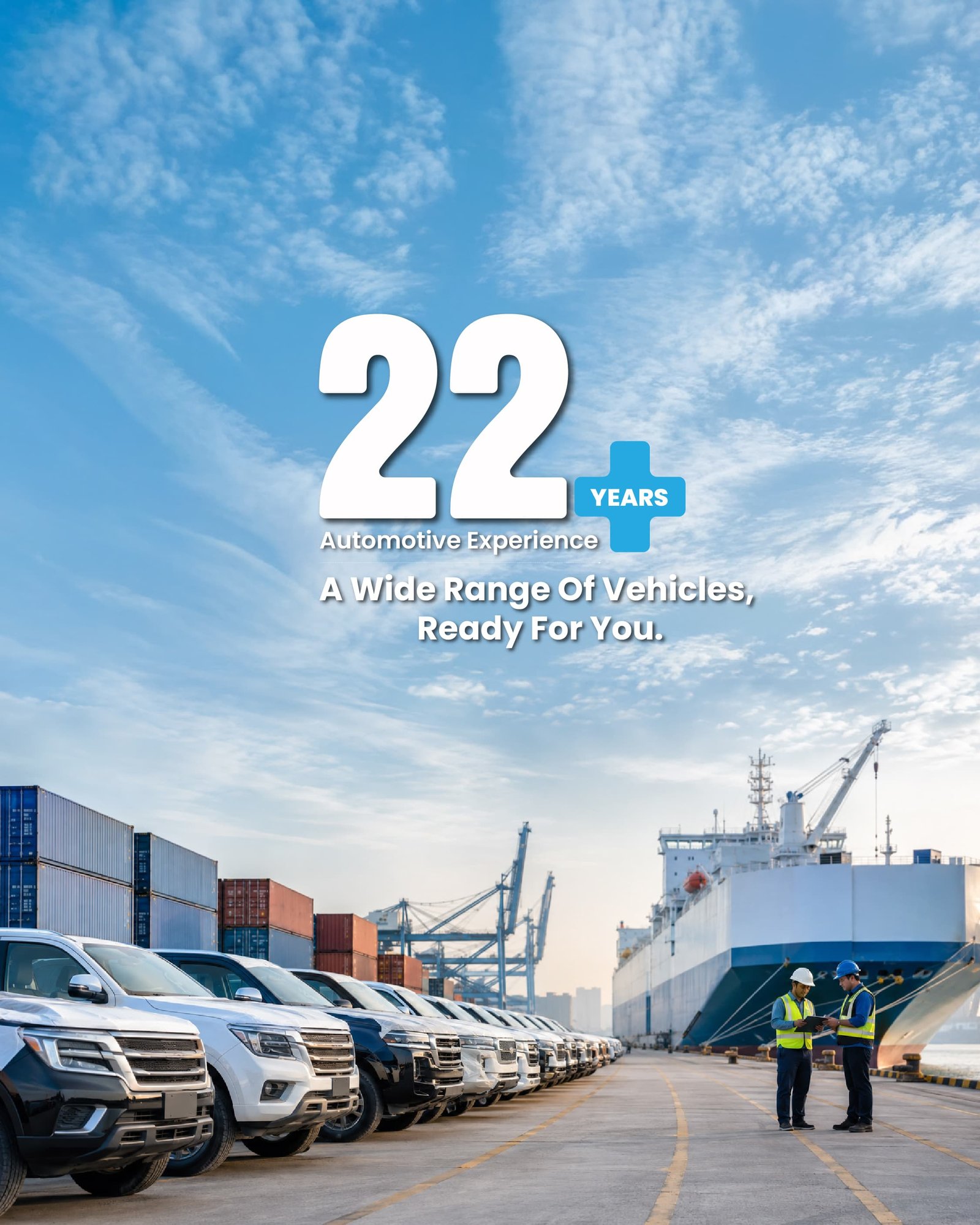 Vehicle export logistics team preparing cars for international shipping from Dubai
