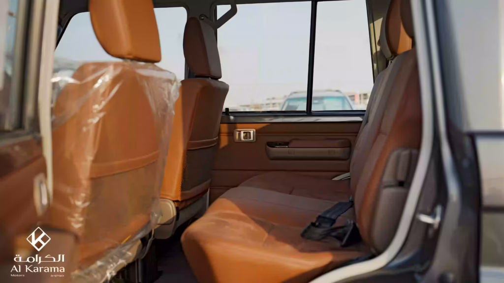 Toyota Land Cruiser LC79 Double Cab rear passenger seats with brown interior